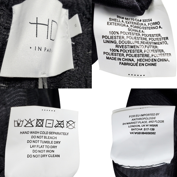 Anthropologie HD in Paris Womens Black Textured Lace Mesh Smocked Dress Size XS - Picture 10 of 10